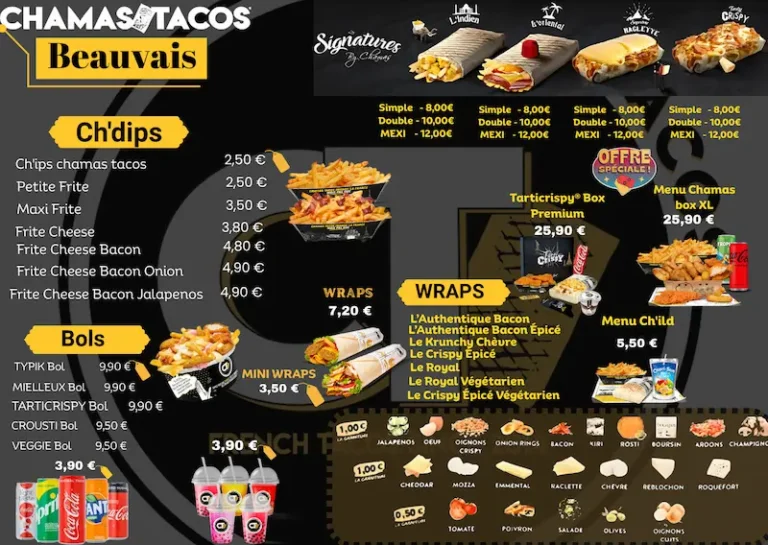 Chamas Tacos - Beauvais: Menu, Prix & Livraison à Beauvais 3 Beauvais